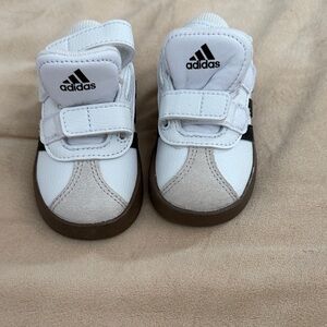 Adidas Kids White and Tan Sneakers